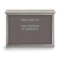 Enclosed Letter Board: 45" Wide, 30" High, Recycled Plastics, Light Gray