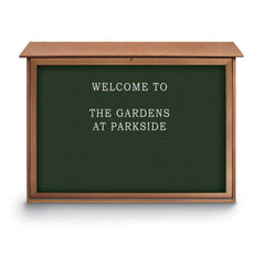 Enclosed Letter Board: 45" Wide, 30" High, Recycled Plastics, Cedar