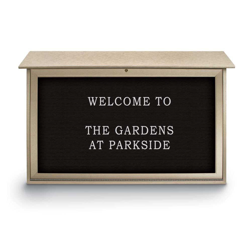 Enclosed Letter Board: 45" Wide, 30" High, Recycled Plastics, Sand