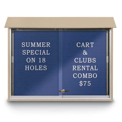 Enclosed Letter Board: 45" Wide, 36" High, Recycled Plastics, Cedar