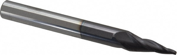 Tapered End Mill: 10 deg Angle per Side, 0.0700" Small Dia, 3 Flute, Solid Carbide, Square End