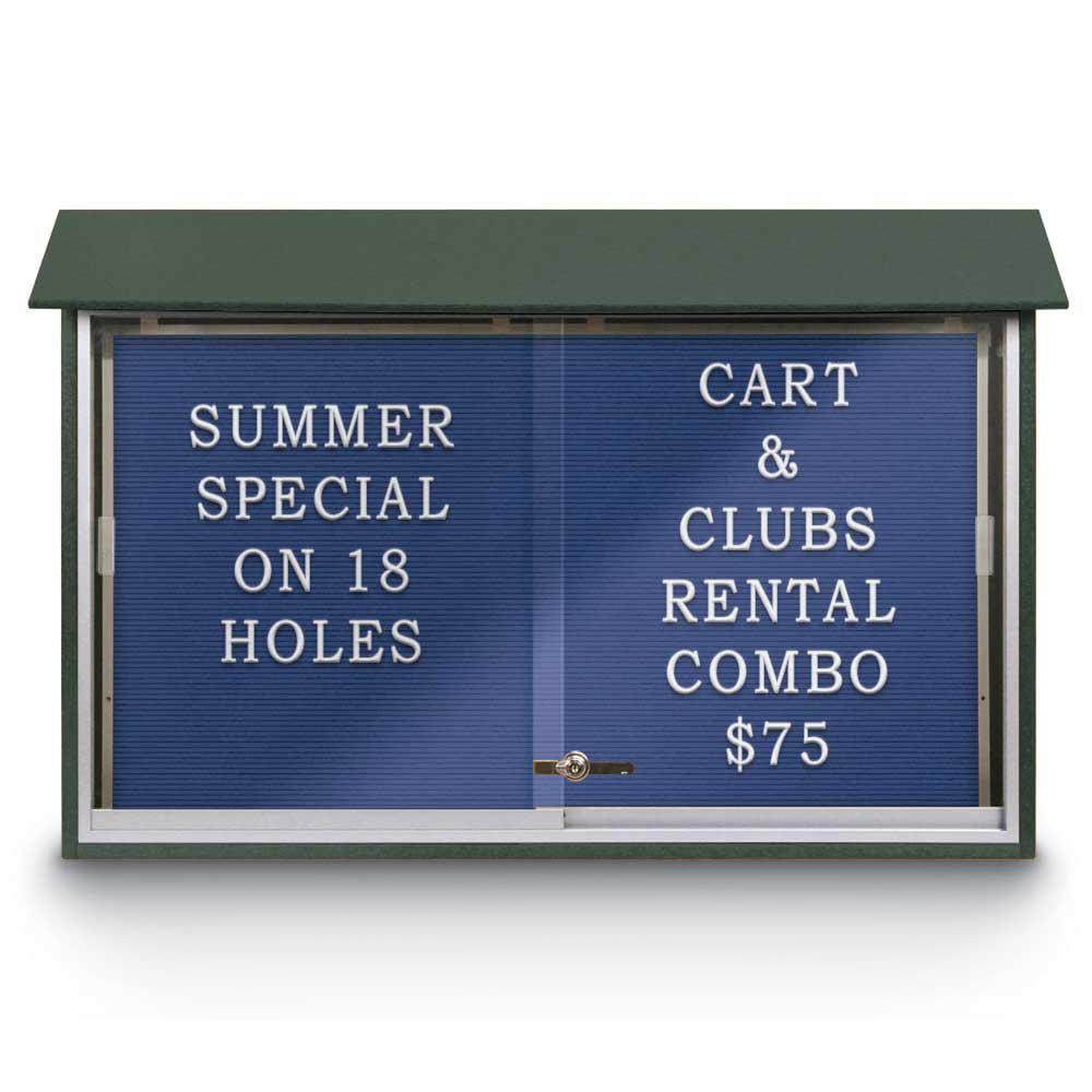 Enclosed Letter Board: 45" Wide, 30" High, Recycled Plastics, Woodland Green