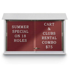 Enclosed Letter Board: 45" Wide, 30" High, Recycled Plastics, White