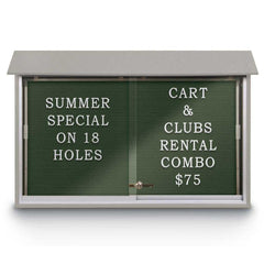 Enclosed Letter Board: 45" Wide, 30" High, Recycled Plastics, Light Gray