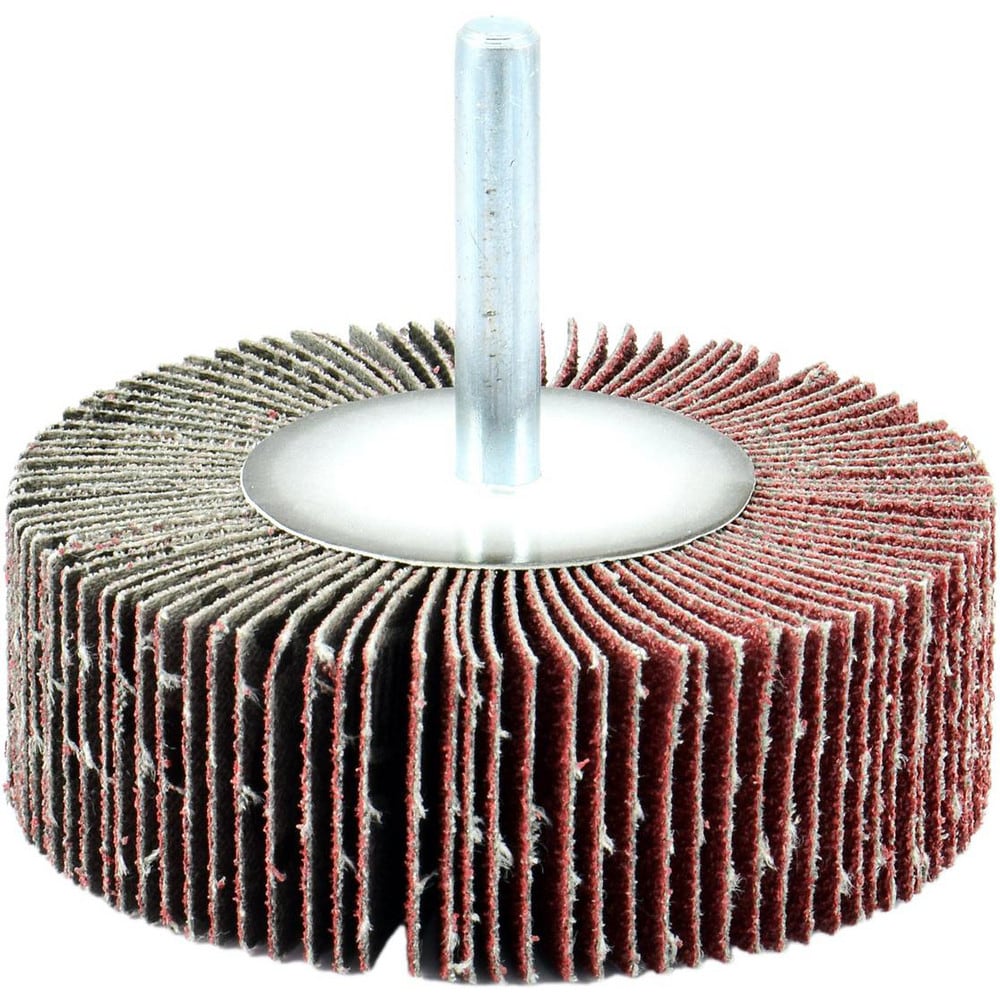 Mounted Flap Wheel: 2" Dia, 3/4" Face Width, 80 Grit, Aluminum Oxide