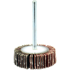 Mounted Flap Wheel: 3/4" Dia, 3/8" Face Width, 180 Grit, Aluminum Oxide