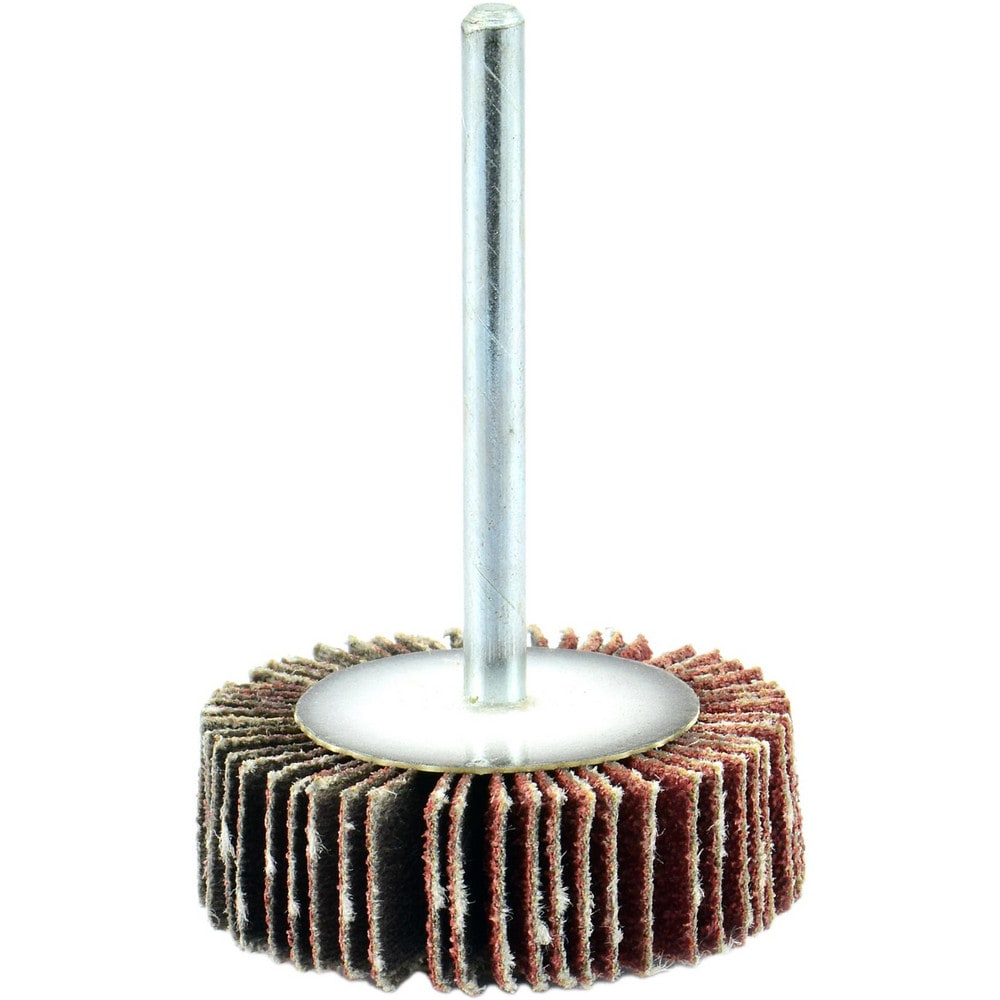 Mounted Flap Wheel: 3/4" Dia, 3/8" Face Width, 60 Grit, Aluminum Oxide