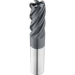 Corner Radius End Mill: 1" Dia, 3" LOC, 0.0300" Radius, 5 Flute, Solid Carbide