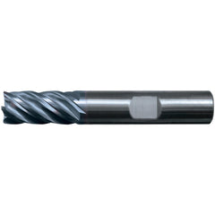 Corner Radius End Mill: 1" Dia, 2-1/4" LOC, 0.25 mm Radius, 5 Flute, Solid Carbide