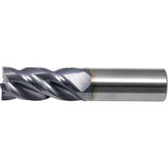 Corner Radius End Mill: 1" Dia, 3" LOC, 0.76 mm Radius, 4 Flute, Solid Carbide