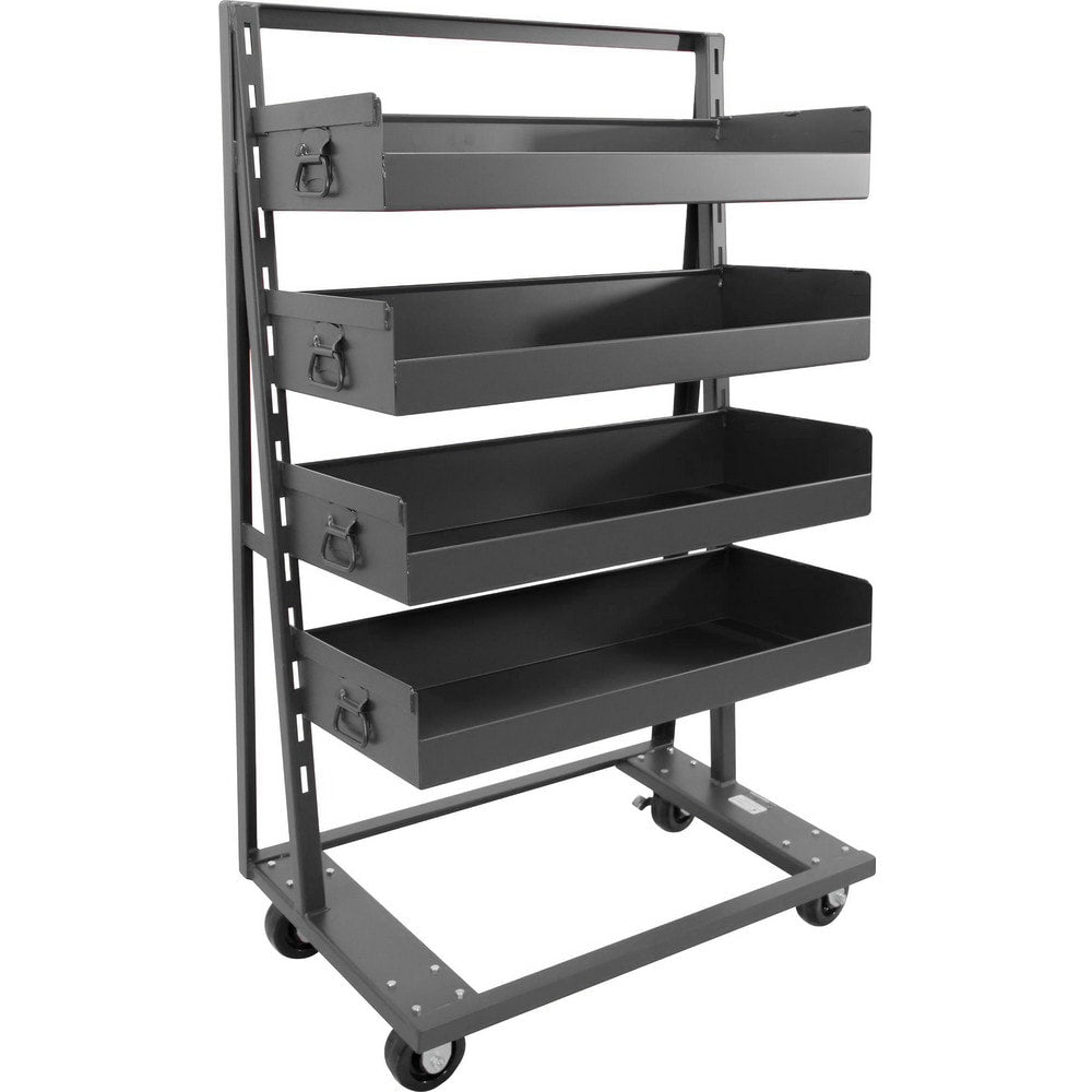 Mobile Work Stands; Stand Type: Mobile A-Frame Lean Tool Cart; Stand Style: A-Frame; Brake Type: Wheel Brake; Leg Style: Fixed; Load Capacity: 2500; Color: Gray; Maximum Height: 63 in