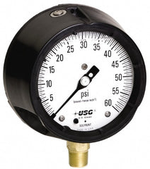 Pressure Gauge: 4-1/2" Dial, 1/2" Thread, Lower Mount