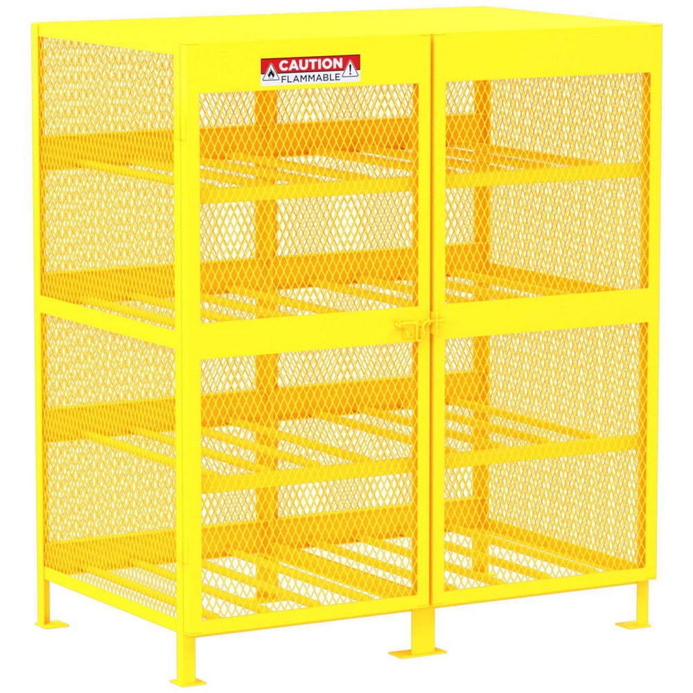 Gas Cylinder Carts, Racks, Stands & Holders; Gas Cylinder Rack Type: Gas Cylinder Storage Cabinet; Fits Cylinder Diameter: 12.5; Number Of Cylinders: 16; Overall Width: 62; Overall Height: 71; Material: Steel; Overall Length: 40.00; Cylinder Orientation: