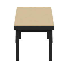 Work Table: 96" Wide, 26 to 42" High, Powder Coated, Wood Top, Steel Base, Black