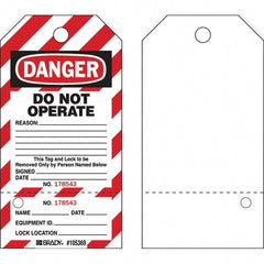 Do Not Operate Tag: 5-3/4" High, 3" Wide, Paper, "DANGER"