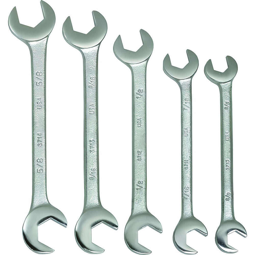 Double Head Open End Wrench Set: 5 Pc, Inch