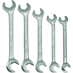 Double Head Open End Wrench Set: 5 Pc, Inch