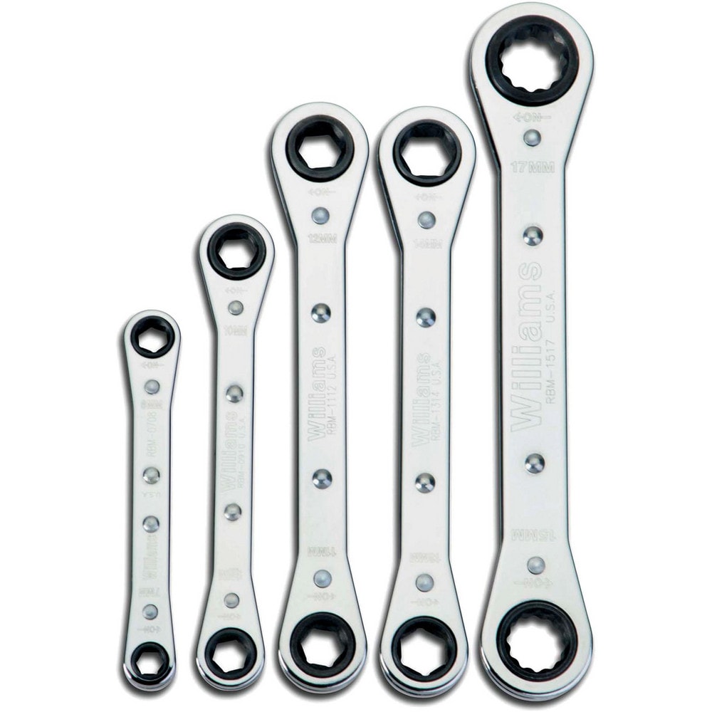 Double Head Box End Wrench Set: 5 Pc, Inch