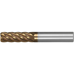 Corner Radius End Mill: 3/4" Dia, 1" LOC, 0.1900" Radius, 6 Flute, Solid Carbide