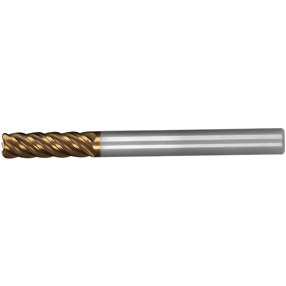 Corner Radius End Mill: 3/8" Dia, 1-1/8" LOC, 0.0150" Radius, 5 Flute, Solid Carbide