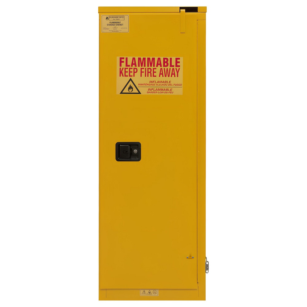 Flammable & Hazardous Storage Cabinets:  24.000 gal Drum, 1.000 Door,  3 Shelf,  Self Closing,  Safety Yellow