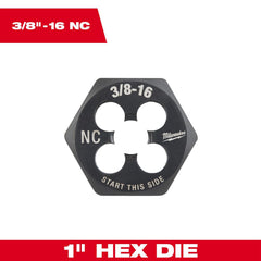 Hex Rethreading Die:  Right Hand, No Carbon Steel