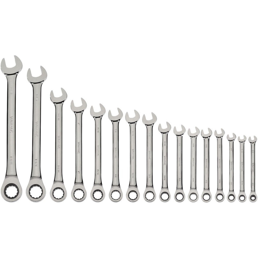 Combination Wrench Set: 16 Pc, Inch