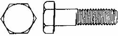 Hex Head Cap Screw: M7x1, 50.00 mm Length Under Head, Grade 8.8 Steel, Zinc Finish