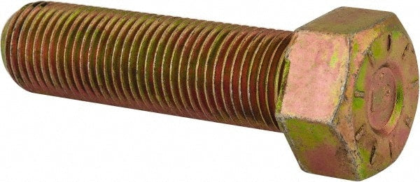 Hex Head Cap Screw: 9/16-18, 2" Length Under Head, Grade L9 Steel, Yellow Zinc Dichromate Finish