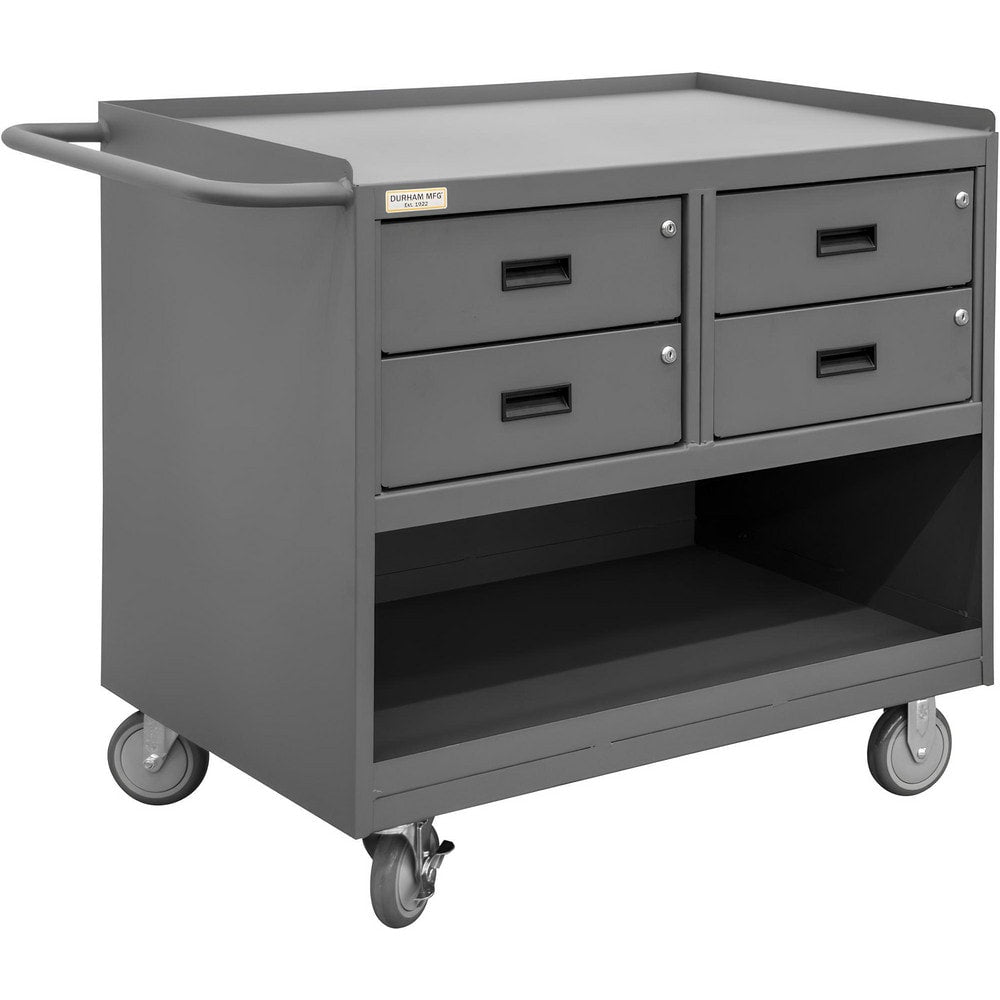 Mobile Work Centers; Center Type: Mobile Bench Cabinet; Load Capacity: 1200; Depth (Inch): 42-1/8; Height (Inch): 36-3/8; Number Of Bins: 0; Color: Gray; Overall Depth: 42.125 in; Overall Height: 36.375 in