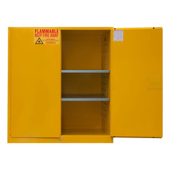 Flammable & Hazardous Storage Cabinets:  120.000 gal Drum, 2.000 Door,  2 Shelf,  Manual Closing,  Safety Yellow