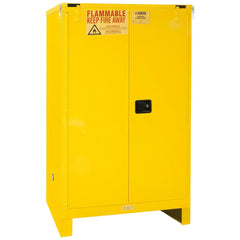 Flammable & Hazardous Storage Cabinets:  90.000 gal Drum, 2.000 Door,  2 Shelf,  Self Closing,  Safety Yellow