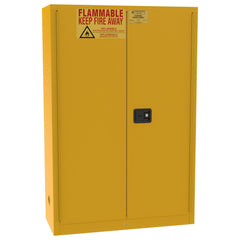 Flammable & Hazardous Storage Cabinets:  60.000 gal Drum, 2.000 Door,  5 Shelf,  Manual Closing,  Safety Yellow