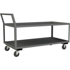 Low Deck Utility Cart: 60" Long, 30" Wide, Steel, 1200 lb Capacity, Gray