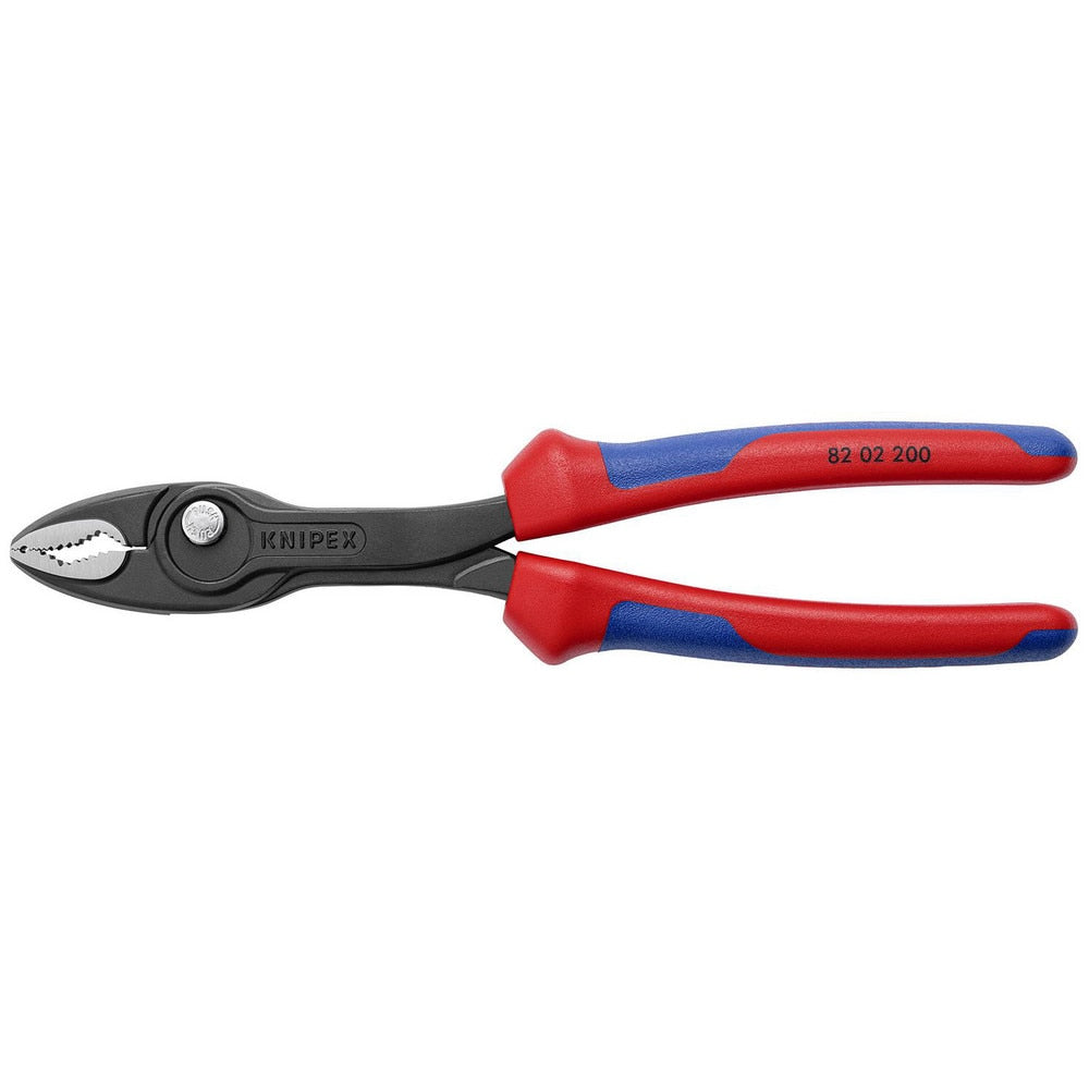 Slip Joint Pliers; Jaw Texture: Serrated; Jaw Length: 1 in; Jaw Width: 1.75; Overall Length: 8.00; Thin Nose: No; Maximum Jaw Opening: 0.875; Cutting Capacity: 1.5 in; Head Style: Slip Joint