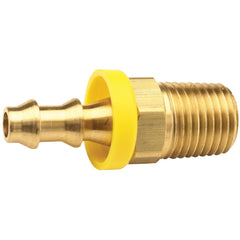 Barbed Push-On Hose Fittings; Fitting Type: Male; Inside Diameter (Inch): 1/2; Material: Brass; Thread Standard: NPTF; Thread Size: 3/8-18; Barb Size: 1/2