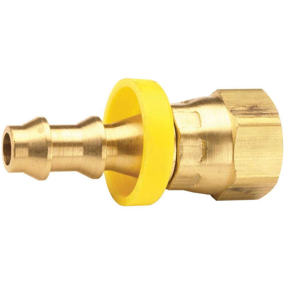 Barbed Push-On Hose Fittings; Fitting Type: Female Swivel; Inside Diameter (Inch): 1/2; Material: Brass; Thread Standard: UNF; Thread Size: 3/4-16; Barb Size: 1/2