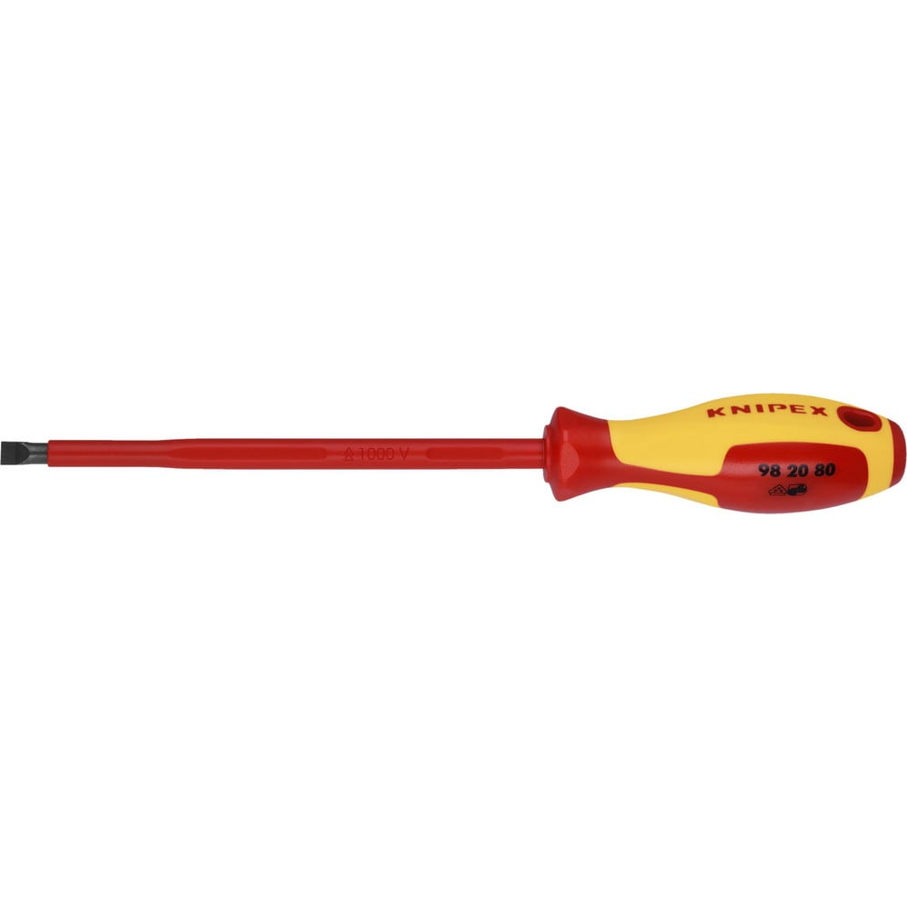 Slotted Screwdrivers; Blade Width (mm): 8.00; Blade Length (mm): 175.0000; Overall Length (mm): 295; Handle Type: Comfort Grip, Insulated; Handle Length: 120.00; Shank Type: Straight