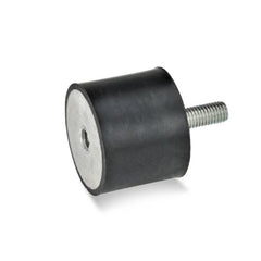 Vibration Isolators; Isolator Type: Plate/Stud; Insert Material: Zinc-Plated Steel; Isolator Material: Natural Rubber; Maximum Load Capacity: 1055.00 N; Top Diameter: 30.00; Bottom Diameter: 30; Thread Size: M8x1.25; Overall Width: 30 mm