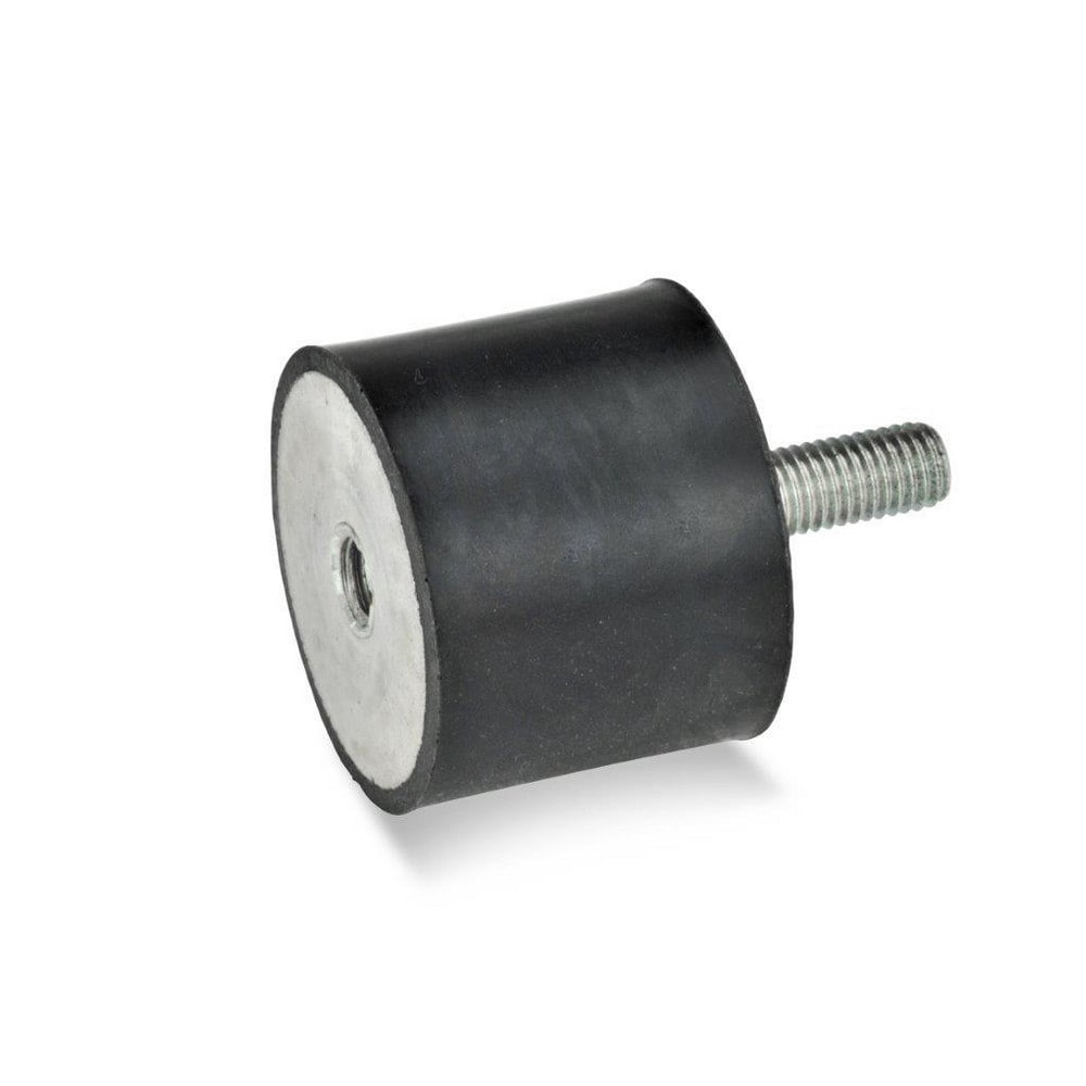 Vibration Isolators; Isolator Type: Plate/Stud; Insert Material: Zinc-Plated Steel; Isolator Material: Natural Rubber; Maximum Load Capacity: 85.00 N; Top Diameter: 8.00; Bottom Diameter: 8; Thread Size: M3x0.5; Overall Width: 8 mm