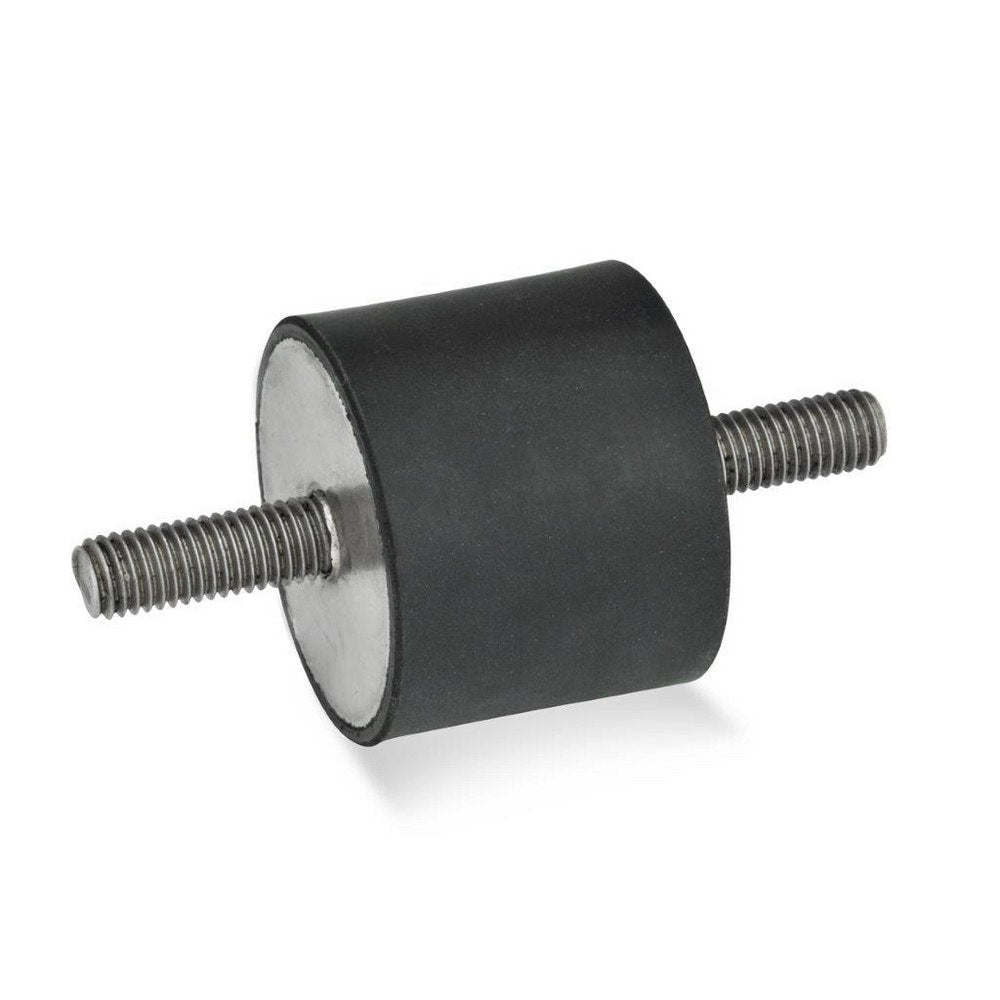 Vibration Isolators; Isolator Type: Stud/Stud; Insert Material: Stainless Steel; Isolator Material: Natural Rubber; Maximum Load Capacity: 235.00 N; Top Diameter: 15.00; Bottom Diameter: 15; Thread Size: M4x0.7; Overall Width: 15 mm