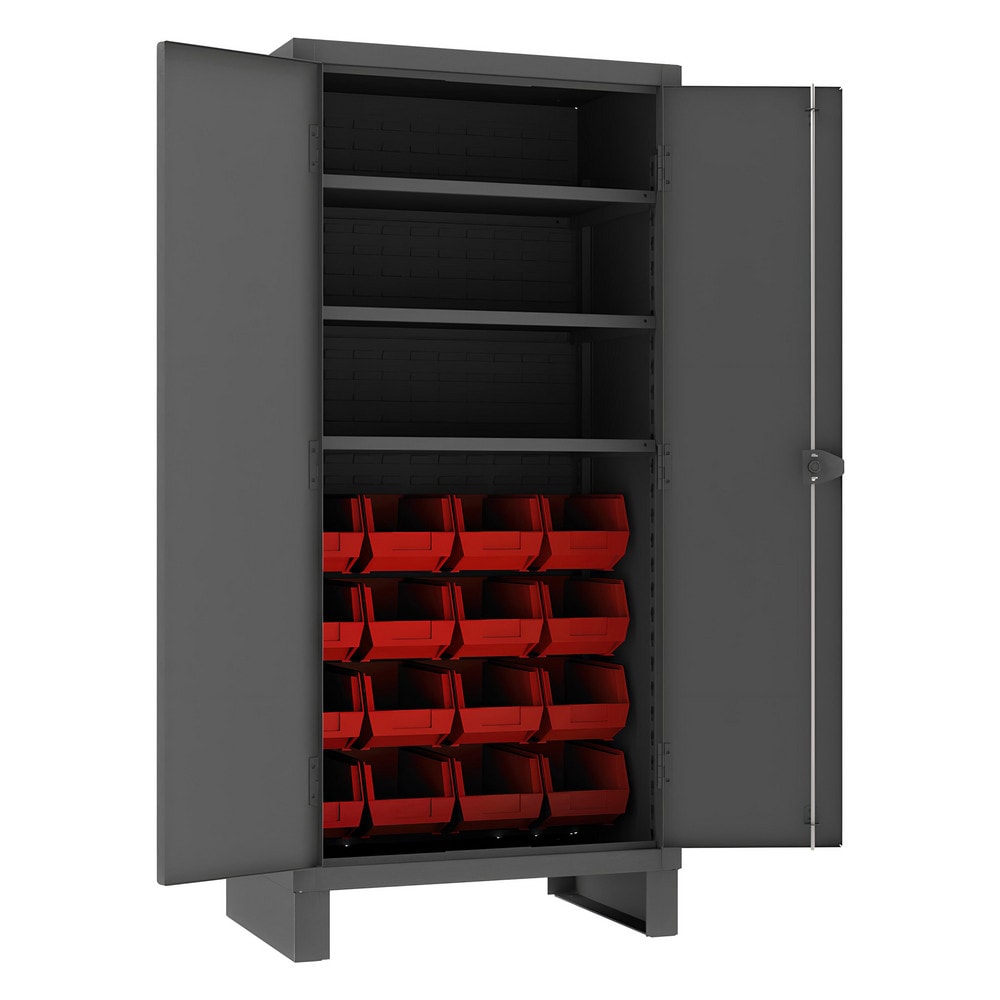 Steel Bin & Shelf Cabinet: 36" Wide, 78" High