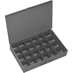 Small Parts Storage Drawers; Drawer Type: Large Storage Drawer; Number Of Compartments: 24.000; Removable Dividers: No; Drawer Material: Steel; Color: Gray; Drawer Depth: 12.4375 in; Drawer Height: 3.0625 in; Drawer Width: 18.3125 in