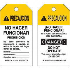 Do Not Operate Tag: 5-3/4" High, 3" Wide, Paper, "PRECAUCION"