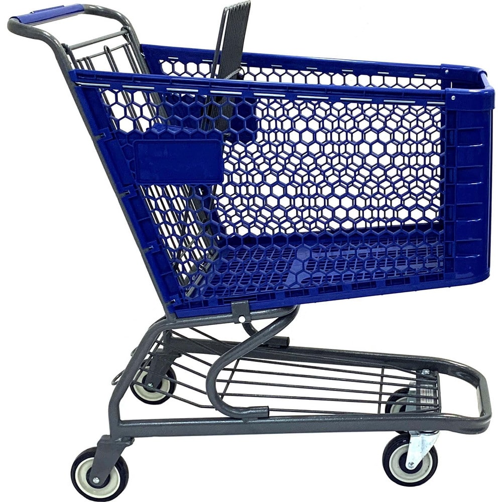 Shopping Cart Utility Cart: 38-37/50" Long, 21-15/32" Wide, Plastic, 248.000 lb Capacity, Blue