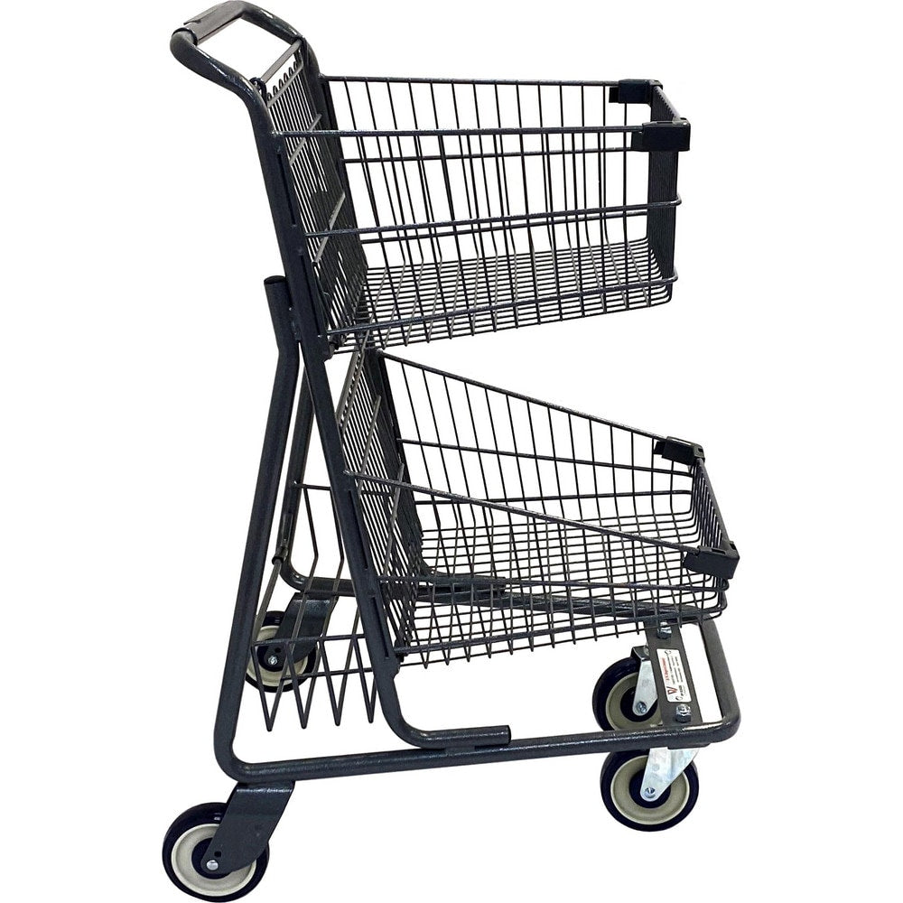 Shopping Cart Utility Cart: 26-3/10" Long, 20-25/64" Wide, Metal, 159.000 lb Capacity, Gray