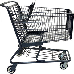 Shopping Cart Utility Cart: 39-14/25" Long, 25" Wide, Metal, 318.000 lb Capacity, Gray