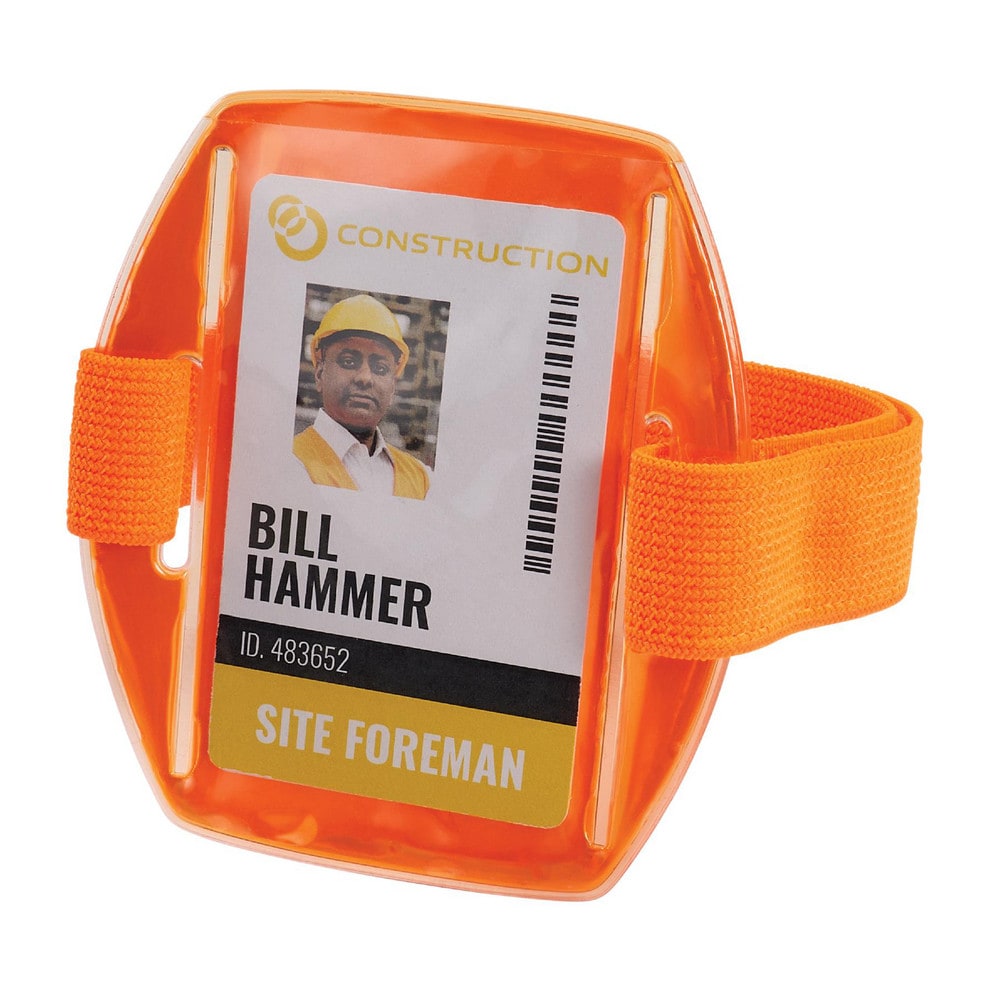 Badge Holders; Material: Vinyl; Horizontal/Vertical Holder: Vertical; Overall Length: 4.25; Color: Orange