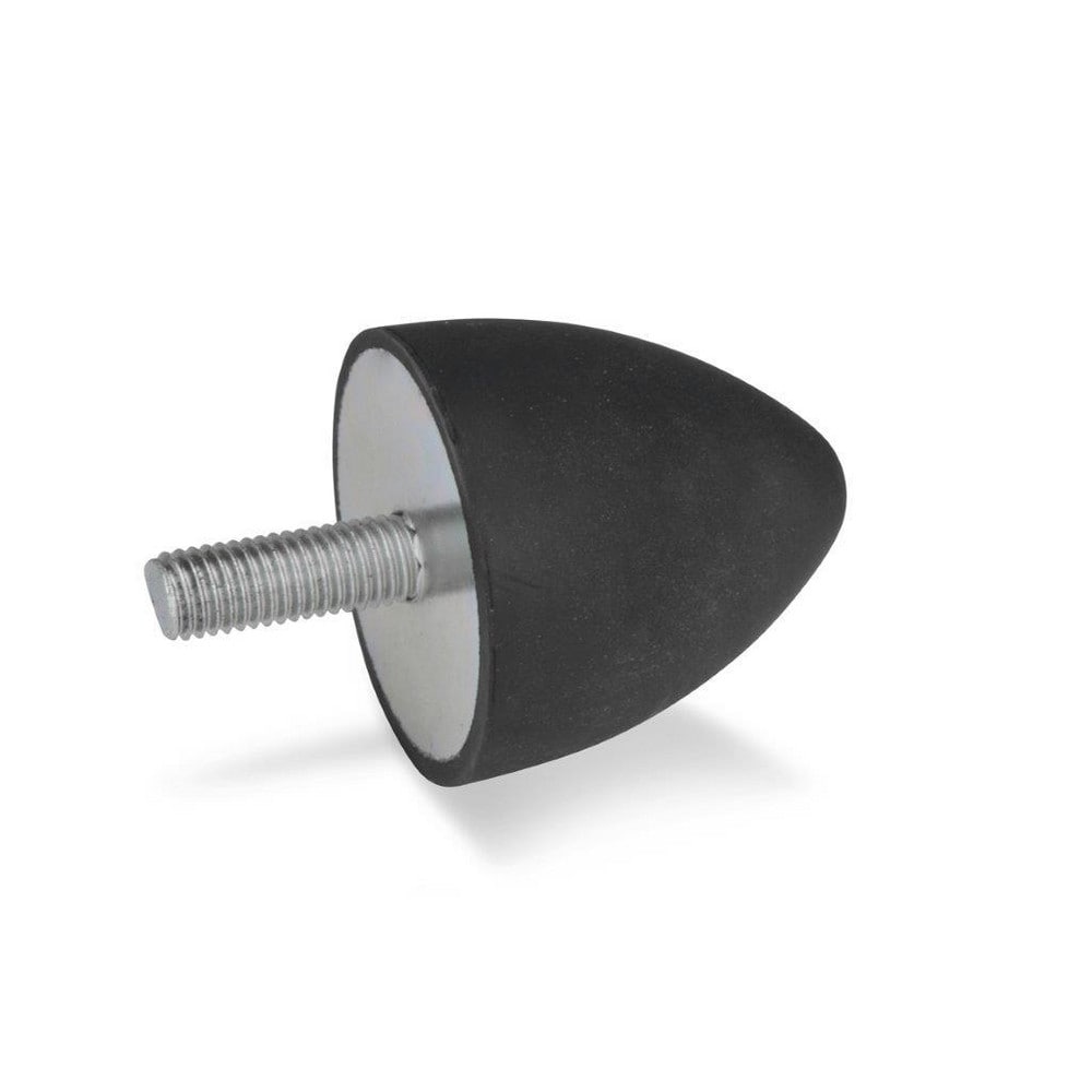 Vibration Isolators; Isolator Type: Plate/Stud; Insert Material: Zinc-Plated Steel; Isolator Material: Natural Rubber; Maximum Load Capacity: 113.00 N; Top Diameter: 10.00; Thread Size: M5x0.8; Overall Width: 10 mm