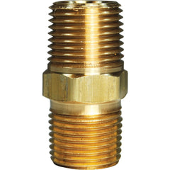 Brass & Chrome Pipe Fittings; Fitting Type: Male Hex Nipple; Fitting Size: 3/8; End Connections: MNPT; Material Grade: CA360; Connection Type: Threaded; Pressure Rating (psi): 1000; Fitting Shape: Straight; Thread Standard: NPTF